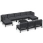 vidaXL Muebles de jardín 11 pzas con cojines negro madera de pino vidaXL Muebles de jardín 11 pzas con cojines negro madera de pino