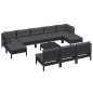 vidaXL Muebles de jardín 11 pzas con cojines negro madera de pino vidaXL Muebles de jardín 11 pzas con cojines negro madera de pino