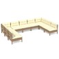 vidaXL Muebles de jardín 9 pzas y cojines madera de pino marrón miel vidaXL Muebles de jardín 9 pzas y cojines madera de pino marrón miel