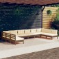 vidaXL Muebles de jardín 10 pzas y cojines madera de pino marrón miel vidaXL Muebles de jardín 10 pzas y cojines madera de pino marrón miel