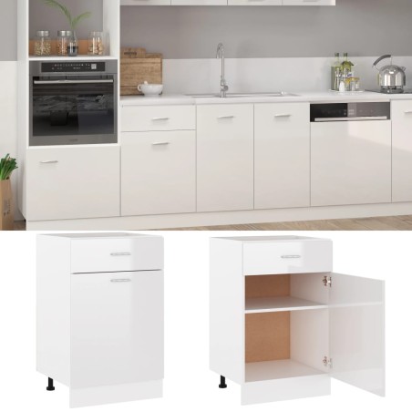vidaXL Armario inferior madera ingeniería blanco brillo 50x46x81,5cm