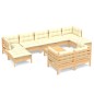 vidaXL Muebles de jardín 10 pzas y cojines madera maciza de pino crema vidaXL Muebles de jardín 10 pzas y cojines madera maciza de pino crema
