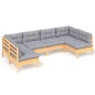 vidaXL Juego de muebles de jardín 6 pzas y cojines madera maciza pino vidaXL Juego de muebles de jardín 6 pzas y cojines madera maciza pino