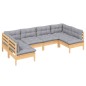 vidaXL Juego de muebles de jardín 6 pzas y cojines madera maciza pino vidaXL Juego de muebles de jardín 6 pzas y cojines madera maciza pino