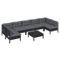 vidaXL Muebles de jardín 8 pzas con cojines negro madera maciza pino vidaXL Muebles de jardín 8 pzas con cojines negro madera maciza pino