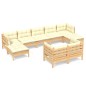 vidaXL Muebles de jardín 9 pzas y cojines madera maciza de pino crema vidaXL Muebles de jardín 9 pzas y cojines madera maciza de pino crema