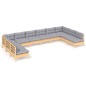 vidaXL Juego de muebles de jardín 10 pzas y cojines madera maciza pino vidaXL Juego de muebles de jardín 10 pzas y cojines madera maciza pino