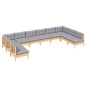 vidaXL Juego de muebles de jardín 10 pzas y cojines madera maciza pino vidaXL Juego de muebles de jardín 10 pzas y cojines madera maciza pino