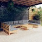 vidaXL Juego de muebles de jardín 11 pzas y cojines madera maciza pino vidaXL Juego de muebles de jardín 11 pzas y cojines madera maciza pino