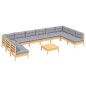 vidaXL Juego de muebles de jardín 11 pzas y cojines madera maciza pino vidaXL Juego de muebles de jardín 11 pzas y cojines madera maciza pino