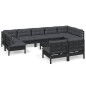 vidaXL Muebles de jardín 10 pzas y cojines negro madera maciza de pino vidaXL Muebles de jardín 10 pzas y cojines negro madera maciza de pino