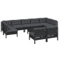 vidaXL Muebles de jardín 10 pzas y cojines negro madera maciza de pino vidaXL Muebles de jardín 10 pzas y cojines negro madera maciza de pino