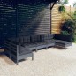 vidaXL Muebles de jardín 7 pzas y cojines gris madera maciza de pino vidaXL Muebles de jardín 7 pzas y cojines gris madera maciza de pino