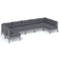 vidaXL Muebles de jardín 7 pzas y cojines gris madera maciza de pino vidaXL Muebles de jardín 7 pzas y cojines gris madera maciza de pino