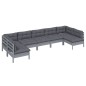 vidaXL Muebles de jardín 7 pzas y cojines gris madera maciza de pino vidaXL Muebles de jardín 7 pzas y cojines gris madera maciza de pino