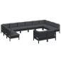 vidaXL Muebles de jardín 12 pzas y cojines negro madera maciza de pino vidaXL Muebles de jardín 12 pzas y cojines negro madera maciza de pino