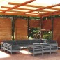 vidaXL Muebles de jardín 13 pzas y cojines gris madera maciza de pino vidaXL Muebles de jardín 13 pzas y cojines gris madera maciza de pino