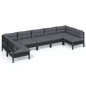 vidaXL Muebles de jardín 7 pzas y cojines negro madera maciza de pino vidaXL Muebles de jardín 7 pzas y cojines negro madera maciza de pino