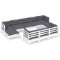 vidaXL Muebles de jardín 11 pzas cojines blanco madera maciza de pino vidaXL Muebles de jardín 11 pzas cojines blanco madera maciza de pino