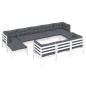 vidaXL Muebles de jardín 11 pzas cojines blanco madera maciza de pino vidaXL Muebles de jardín 11 pzas cojines blanco madera maciza de pino