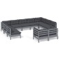 vidaXL Muebles de jardín 11 pzas y cojines gris madera maciza de pino vidaXL Muebles de jardín 11 pzas y cojines gris madera maciza de pino