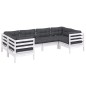 vidaXL Muebles de jardín 6 pzas con cojines blanco madera de pino