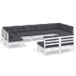 vidaXL Muebles de jardín 9 pzas y cojines blanco madera maciza de pino vidaXL Muebles de jardín 9 pzas y cojines blanco madera maciza de pino