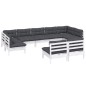 vidaXL Muebles de jardín 9 pzas y cojines blanco madera maciza de pino vidaXL Muebles de jardín 9 pzas y cojines blanco madera maciza de pino