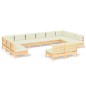 vidaXL Muebles de jardín 12 piezas y cojines madera maciza de pino