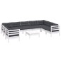 vidaXL Muebles de jardín 10 pzas con cojines blanco madera de pino