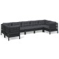 vidaXL Muebles de jardín 7 pzas con cojines negro madera de pino vidaXL Muebles de jardín 7 pzas con cojines negro madera de pino