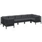 vidaXL Muebles de jardín 7 pzas con cojines negro madera de pino vidaXL Muebles de jardín 7 pzas con cojines negro madera de pino