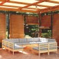 vidaXL Muebles de jardín 12 pzas y cojines gris madera maciza de pino vidaXL Muebles de jardín 12 pzas y cojines gris madera maciza de pino