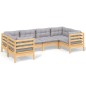 vidaXL Juego de muebles de jardín 6 pzas y cojines madera de pino vidaXL Juego de muebles de jardín 6 pzas y cojines madera de pino