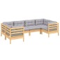 vidaXL Juego de muebles de jardín 6 pzas y cojines madera de pino vidaXL Juego de muebles de jardín 6 pzas y cojines madera de pino