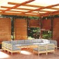 vidaXL Muebles de jardín 13 pzas y cojines madera maciza de pino gris