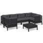 vidaXL Muebles de jardín 7 pzas con cojines negro madera de pino vidaXL Muebles de jardín 7 pzas con cojines negro madera de pino