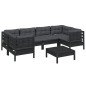 vidaXL Muebles de jardín 7 pzas con cojines negro madera de pino vidaXL Muebles de jardín 7 pzas con cojines negro madera de pino