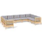 vidaXL Juego de muebles de jardín 9 pzas y cojines madera de pino gris vidaXL Juego de muebles de jardín 9 pzas y cojines madera de pino gris