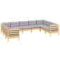 vidaXL Juego de muebles de jardín 9 pzas y cojines madera de pino gris vidaXL Juego de muebles de jardín 9 pzas y cojines madera de pino gris