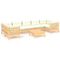 vidaXL Muebles de jardín 8 piezas cojines madera de pino color crema vidaXL Muebles de jardín 8 piezas cojines madera de pino color crema