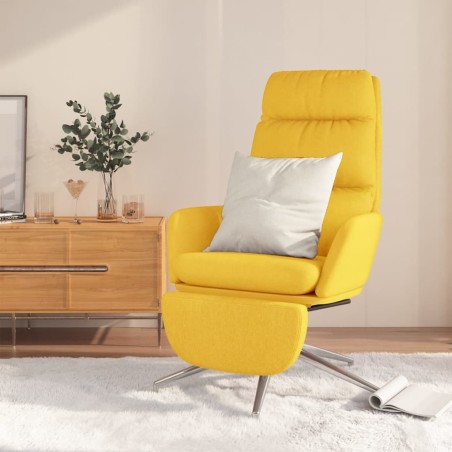 vidaXL Sillón de relax con reposapiés de tela amarillo mostaza