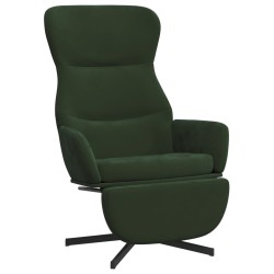 vidaXL Sillón de relax con reposapiés terciopelo verde oscuro