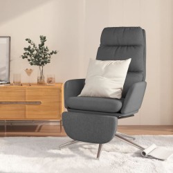 vidaXL Sillón de relax con reposapiés de tela gris oscuro