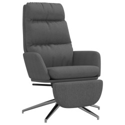 vidaXL Sillón de relax con reposapiés de tela gris oscuro