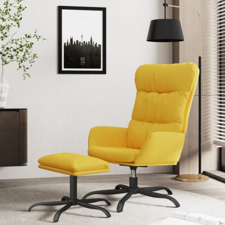 vidaXL Sillón de relax con reposapiés tela amarillo mostaza