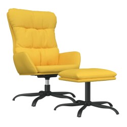 vidaXL Sillón de relax con reposapiés tela amarillo mostaza
