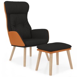 vidaXL Sillón de relax con taburete tela y cuero sintético negro