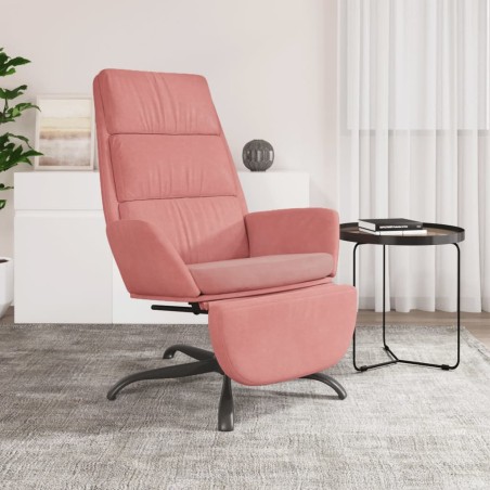 vidaXL Sillón de relax con reposapiés terciopelo rosa