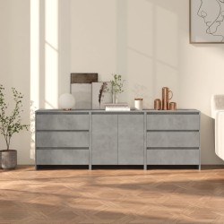 vidaXL Aparador de 3 piezas madera manufacturada gris hormigón